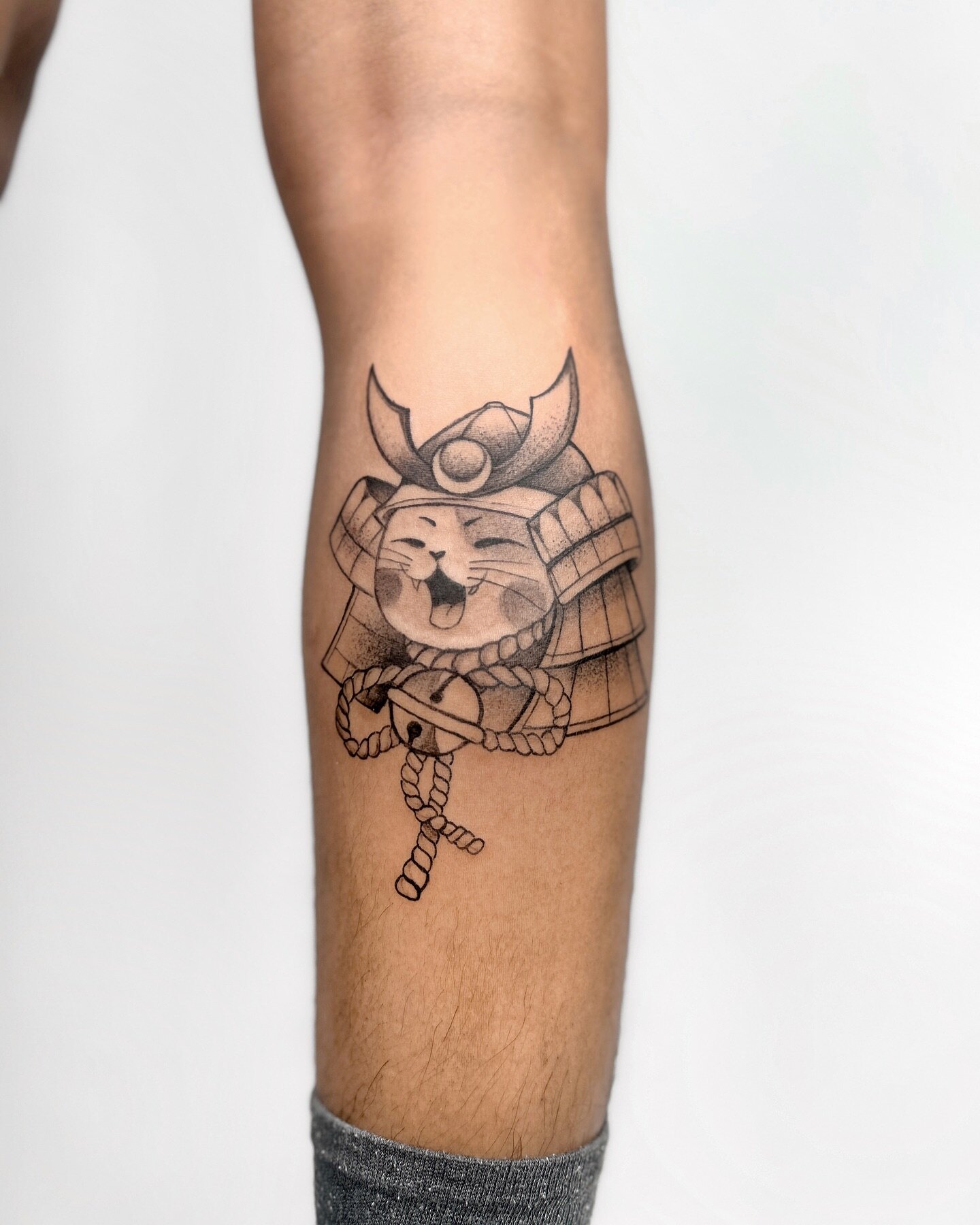 Neko Samurai, tattoo by Michaela