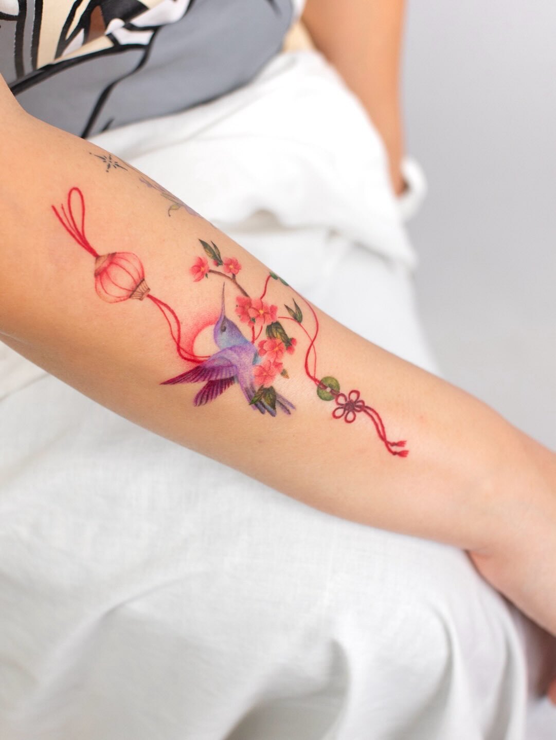 Hummingbird Norigae, tattoo by Solana