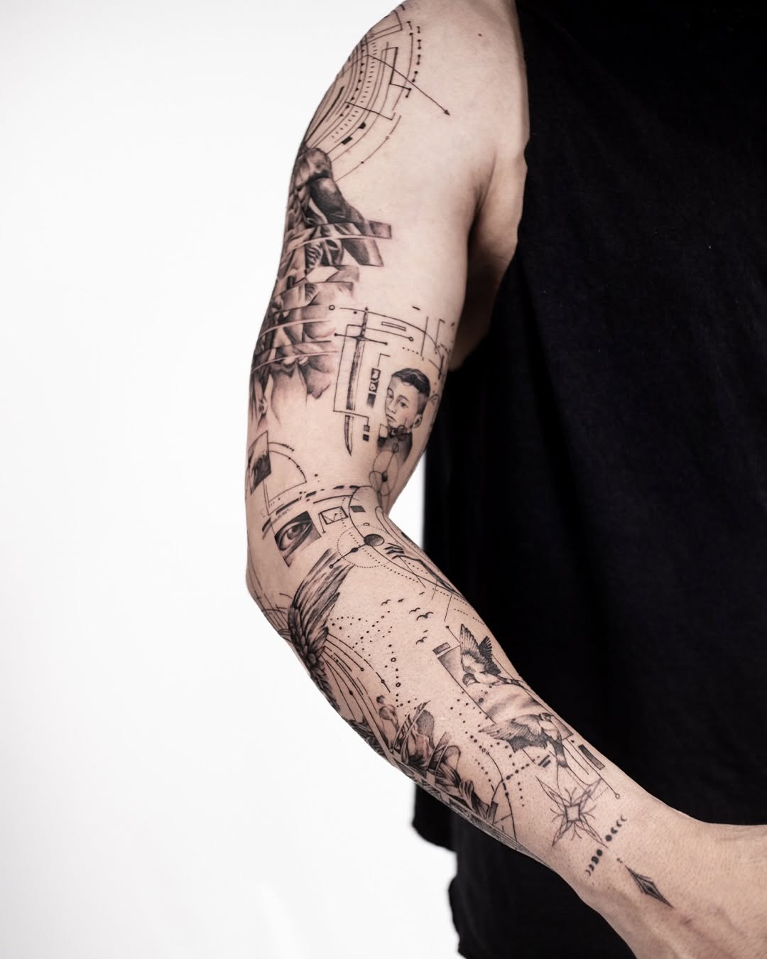 Classical / Glitch Sleeve, tattoo by Onggoman